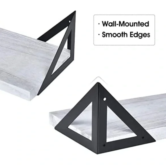 Wall Mounted Set of 4, Rustic Wood Wall Shelves Grey